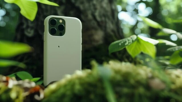 Closeup of a compostable phone case Made from plantbased materials this phone case is fully compostable and eliminates the need for plastic phone cases. .