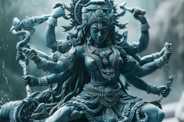 Fototapeta premium A statue of a woman with a snake in her hand