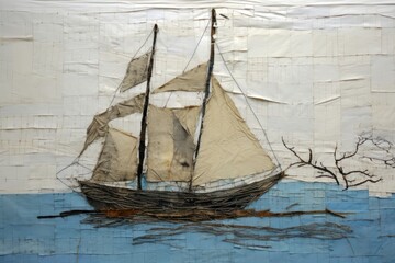 Minimal beach sailboat painting vehicle.
