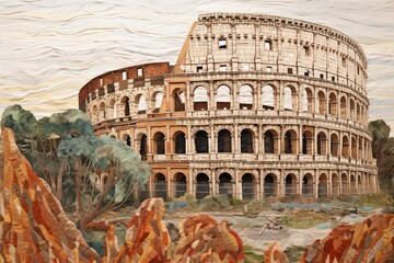 Rome colosseum landmark representation amphitheater. - Powered by Adobe
