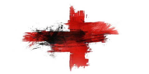 Abstract red brush strokes on transparent background