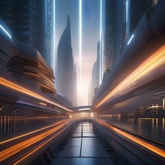 A futuristic city skyline pulsating with light and energy, as if alive with motion2