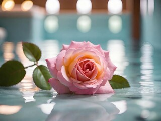 pink roses in the pool