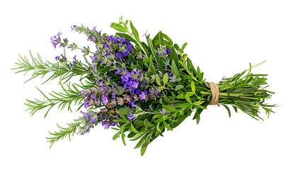 Bouquet of rosemary and lavender isolated on a white background