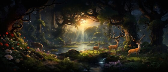 A conservation message featuring a realworld woodland next to an enchanted forest filled with mythical beasts, highlighting habitat preservation