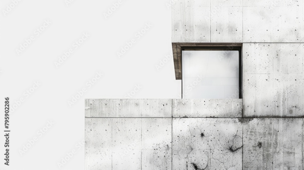 Aufkleber minimalist concrete architecture with single window