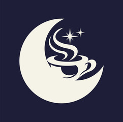 moon coffee cup logo design