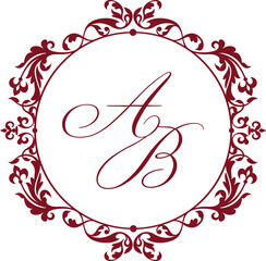 wedding monogram floral frame logo design