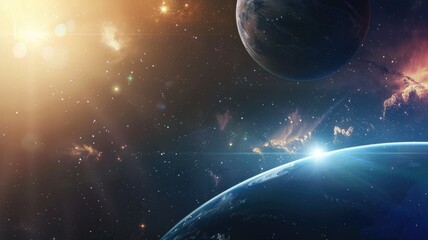 Space scene with planets, nebulae, and stars showcasing cosmic beauty celestial phenomena