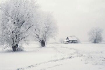 Obraz premium Snow winter landscape architecture building outdoors.