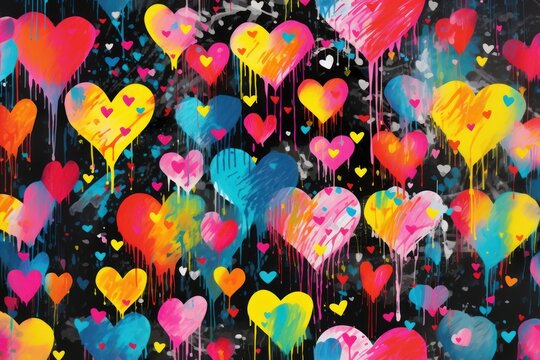 Heart pattern backgrounds abstract paint