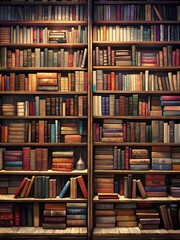 a book shelf with many books on it