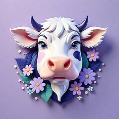 cow year of the zodiac, ox face 2d illustration digital art
