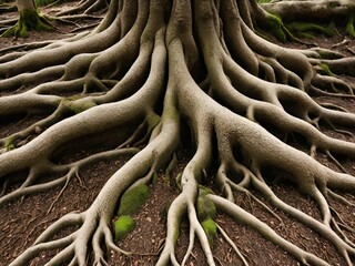 dry tree roots in ground