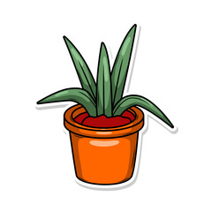 Home plant cartoon style. potted plant isolated on white