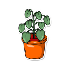 Home plant cartoon style. potted plant isolated on white