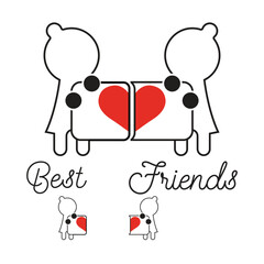 best friends love heart t shirt design