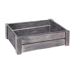 Wooden crate isolated on white. Hand painted in watercolor. Rustic high quality illustration with...