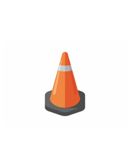 Safety cone with hexagonal base. Simple flat illustration in isometric view.