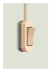 Curvy wall electric switch button. Simple flat illustration