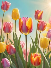 Fototapeta premium colorful tulips in the garden