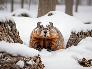 the squirrel in the snow.