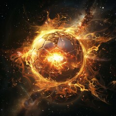 Artistic interpretation of soccer ball as a celestial body for a business concept or targetthemed design