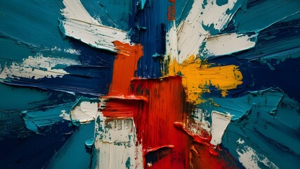 abstract oil paint brush strokes, yellow, red, blue, green, rough texture, oil on canvas, abstract art background