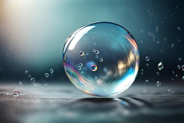 Experience the clarity of a transparent background in an HD image featuring a floating soap bubble, reflecting the surrounding environment with precision
