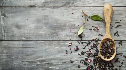 Plexiglas foto achterwand Wooden spoon with tea and leaf © 2rogan