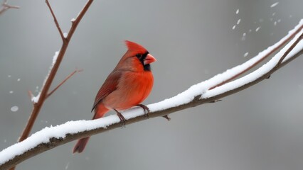 snowy winter scene with a cardinal