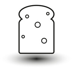 Sliced bread icon. Monochrome contour style. Kitchen food symbol. Minimalistic design element. Vector illustration. EPS 10.