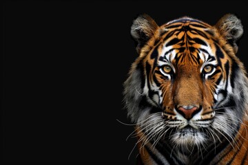 Fototapeta premium Tiger facing forward black