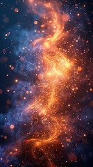 Abstract fiery cosmic energy flow - Captivating abstract image depicting the flow of cosmic energy as fiery waves interlacing through space, evoking warmth and dynamism