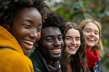Group of happy african american friends having fun outdoors on a sunny day
