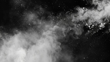 Obraz premium Person snowboarding in black and white photo with smoke