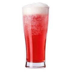 frosty glass of red beer isolated on a white background