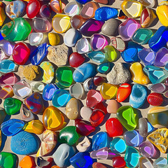 Seamless pattern of colorful stones and glass