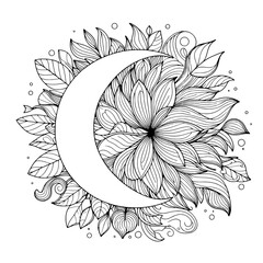 line art abstract 3D shape half sun half moon, leaves and flowers combined, emitting light, white background
abstract 3D shape half sun half moon, leaves and flowers combined, emitting light, white ba