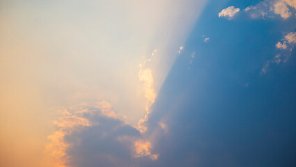 Sunset sky background with tiny clouds. 