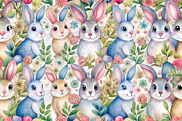 cute rabbit cartoon seamless pattern