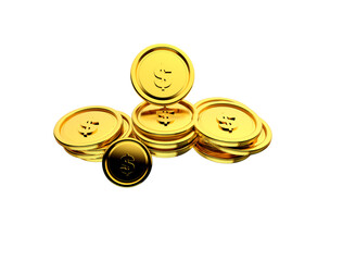 Golden falling coins. Realistic jackpot concept. 3D flying gold money. Mockup of casino symbol and lucky win. Isolated shiny metal cash for savings, blank monetary template. Realistic Gold coins expl	