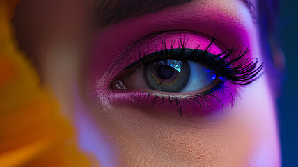 a woman vibrant purple eyeshadow, AI Generative.