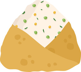 Japanese food onigiri rice ball. Onigiri japanese rice ball with nory seaweed various taste. Asian rice food. Japanese fast food.