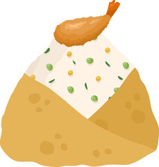 Japanese food onigiri rice ball. Onigiri japanese rice ball with nory seaweed various taste. Asian rice food. Japanese fast food.