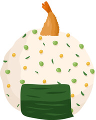 Japanese food onigiri rice ball. Onigiri japanese rice ball with nory seaweed various taste. Asian rice food. Japanese fast food.