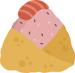 Japanese food onigiri rice ball. Onigiri japanese rice ball with nory seaweed various taste. Asian rice food. Japanese fast food.