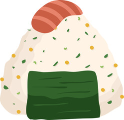 Japanese food onigiri rice ball. Onigiri japanese rice ball with nory seaweed various taste. Asian rice food. Japanese fast food.