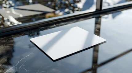 Blank paper on marble table