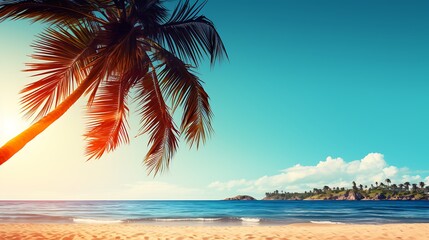 Fototapeta premium a beach scene and palm trees